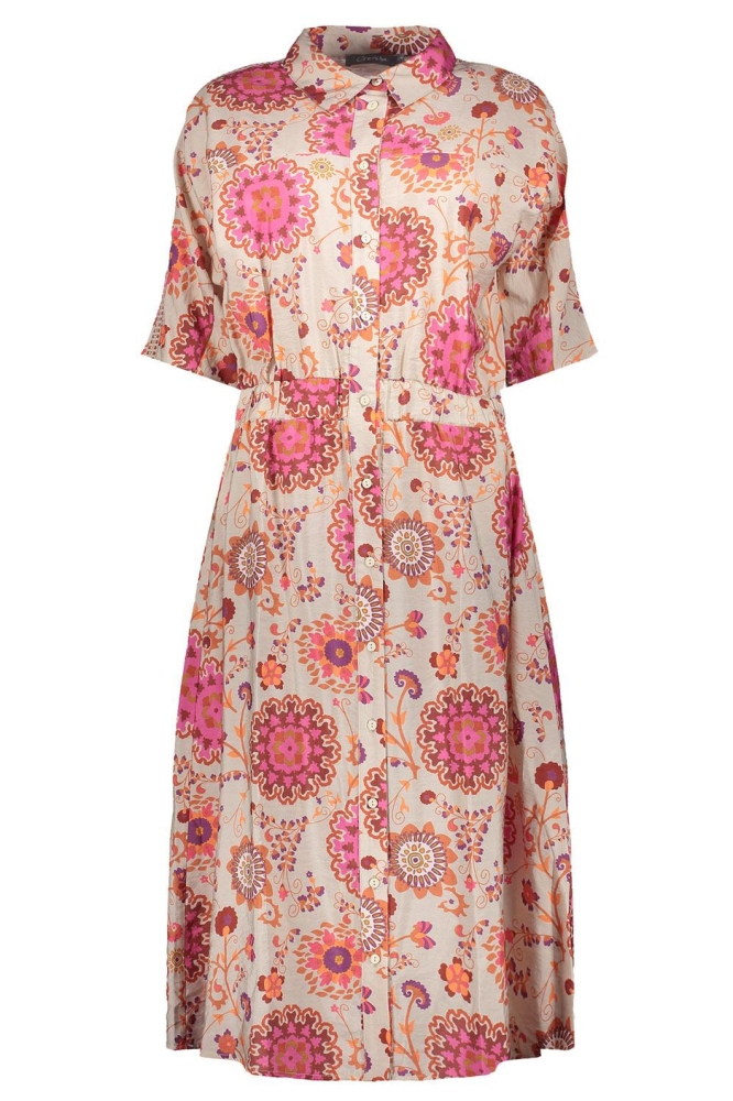 JURK MET BLOEMENPRINT 47224 20 720 sand/fuchsia/brown